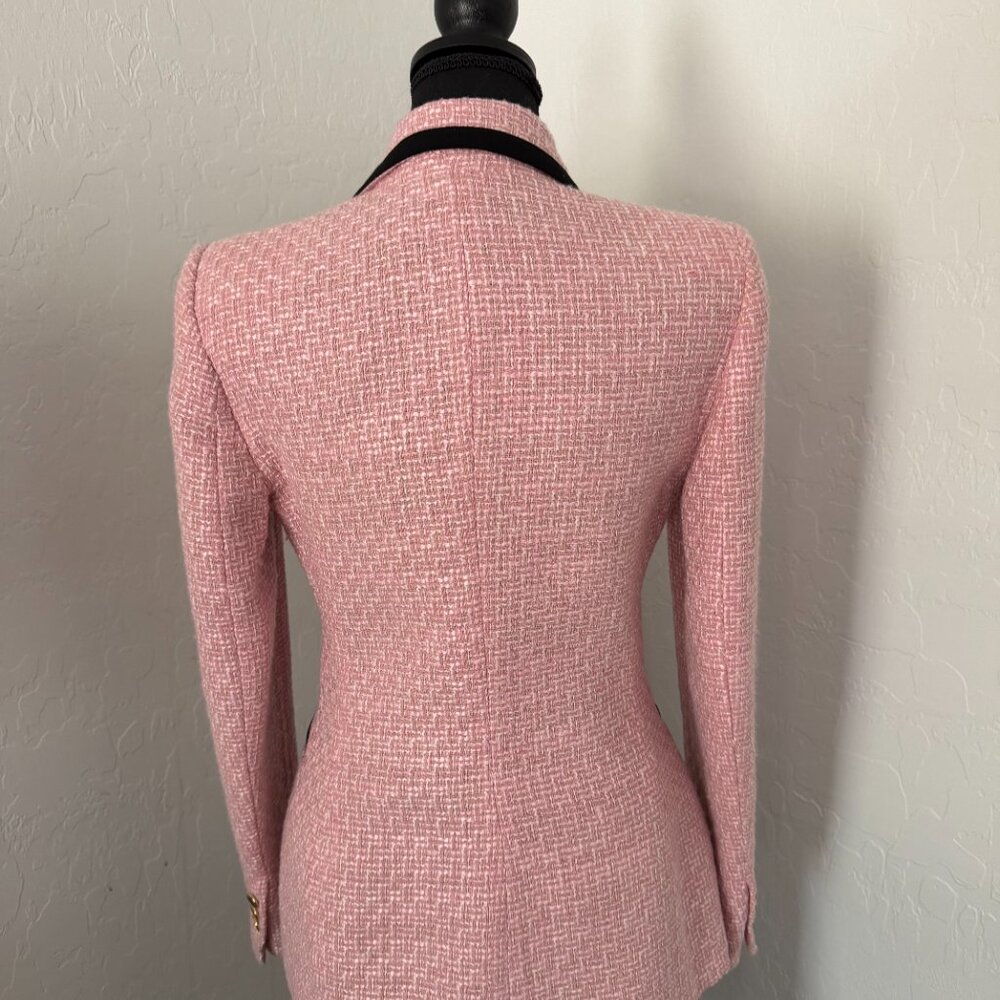 Pink tweed Zara double-breasted blazer with contrast piping - Picture 3 of 4